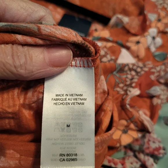 Lucky Brand Orange Floral Women's Top, Size Medium NWT - Picture 5 of 6